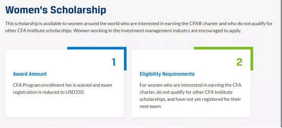 2022年CFA女子奖学金已开放，符合条件报名可以减免350美元！