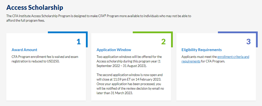 2023年CFA考试奖学金Access Scholarship关闭申请通道？