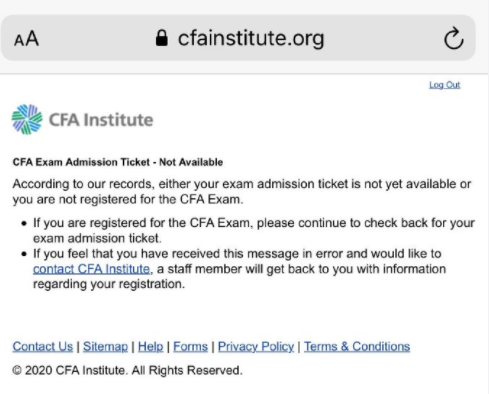 CFA协会邮件不是准考证打印而是考试确定信息该怎么办？