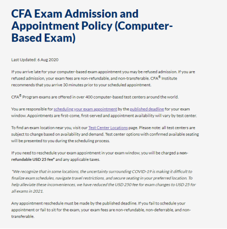 CFA考试中的政策