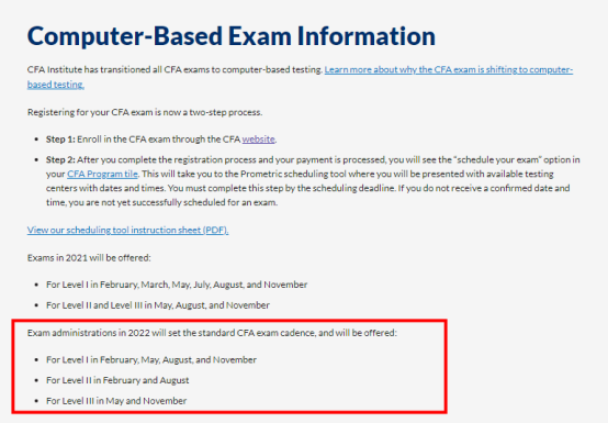 CFA考試,2022年CFA考試安排