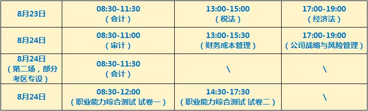 CPA2025考试时间安排