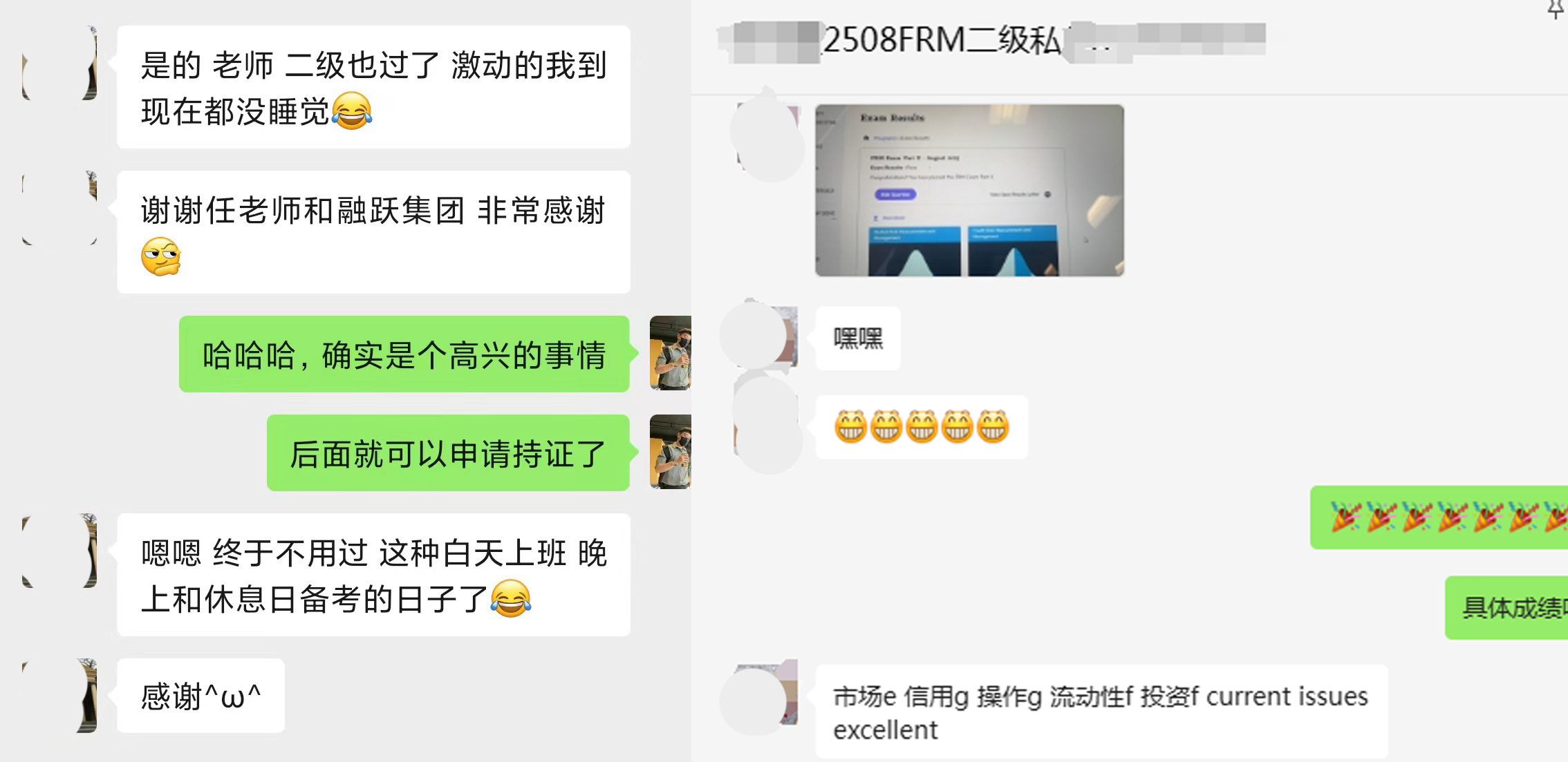 融跃FRM学员好成绩